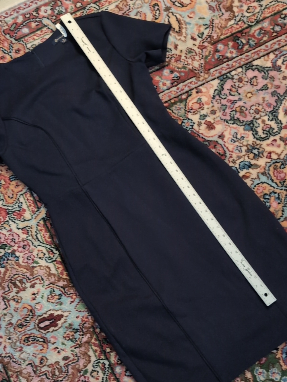 Brooks Brothers Dark Navy Short-Sleeve Midi Sheath Dress - Picture 5 of 7